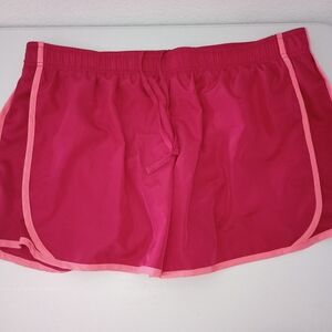Pink Athletic Shorts with Lightweight Fabric and Curved Hem